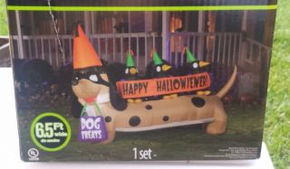 Gemmy Airblown Inflatable Halloween Dachshund Wiener Dog Happy Hallowiener Crows