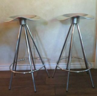 2 Pepe Cortes Jamaica Vintage Aluminum Bar Stools Made In Spain For Amat