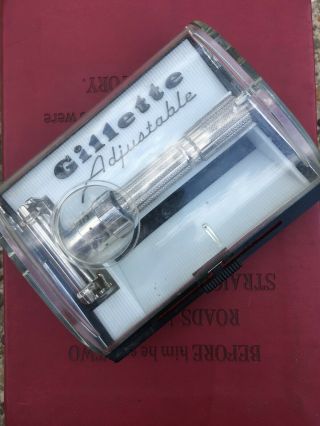 Vintage Gillette Fatboy 1960 F4 Safety Razor In Case Adjustable 1 - 9