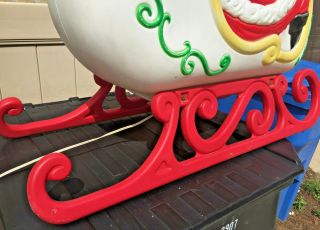 Large Grand Venture Christmas Blow Mold Santa Claus Sleigh & Red Runners 6