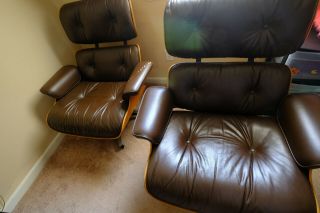 Herman Miller Chair Vintage Two Brown Color Leather Stored For 40 Years