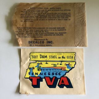 Vintage Decalco Tennessee Best Dam State Tva Travel Automotive Luggage Decal Nos