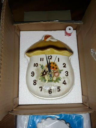 Merry Mushroom Ceramic Wall Clock - Vintage 1970 ' s Sears - In the BOX 2