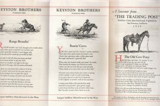 Keyston Brothers.  Saddlery 1939 Brochure - From The S.  F.  Golden Gate Expo