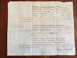 Rare 1799 Wilmington,  North Carolina Tobacco Rice Document " Charlotte "