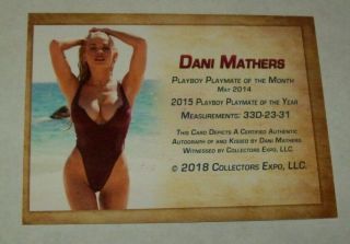 2018 Collectors Expo BW Model Dani Mathers Autographed Kiss Print Card 2