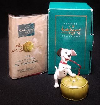 Wdcc Christmas Ornament 101 Dalmatians " Lucky " On Stool Disney Box,  1995