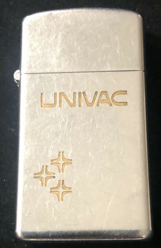 Vintage Tech Univac Slim Zippo Lighter Rare Collectible 1970s Computer