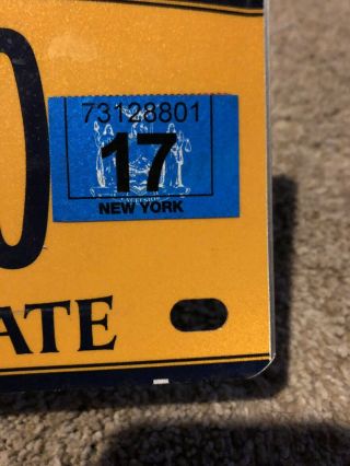 2017 York NY License Plate 48SK60 Motorcycle W/ registration sticker 5
