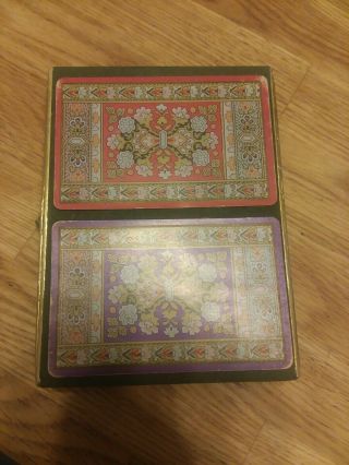 2 Vintage Decks Of Congress Pinochle Playing Cards With Sliding Case