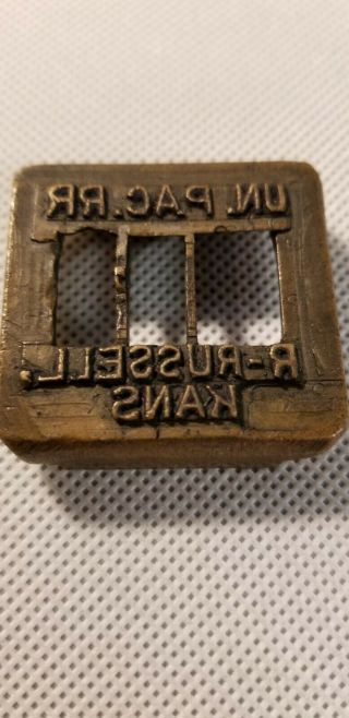 Brass Ticket Stamp Dater Die,  Russell,  Ks. ,  Union Pacific