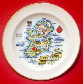 Decorative Plate.  Map Of Ireland.  Porcelain.  Ireland.