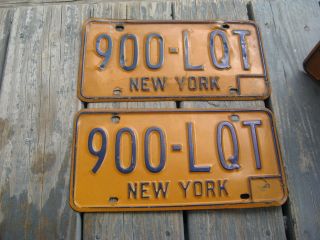 1973 73 - 1986 86 York Ny Orange License Plate Pair Set