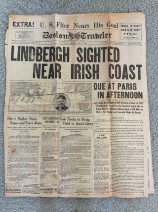 Rare Lindbergh Transatlantic 1927,  4 Newspapers W/photos,  May 21 - 22 June July