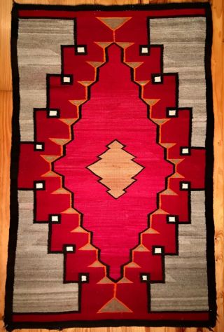 Spectacular Teec Nos Pos / Red Mesa Navajo Handspun Wool Rug,  Unique Design,  C1930