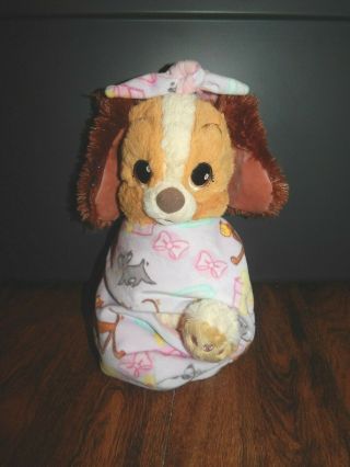 Disney Parks Babies Lady In A Blanket Pouch Plush 10 " Lady & The Tramp