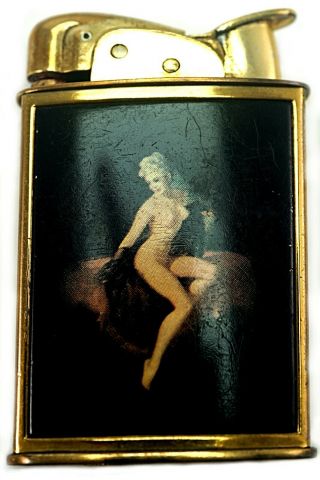 Vintage Collectible Naked Nude Women Lady Gold Black Evans Cigarette Lighter