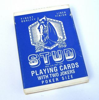 Vintage Stud Playing Cards Walgreens,  Bright Blue Poker Size Linen Finish
