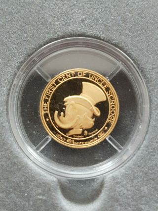 Extremely Rare Walt Disney Scrooge Mcduck Golden First Cent Le Of 1000 Coin