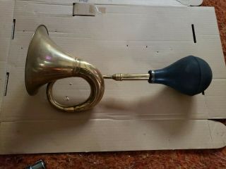 Brass Taxi Horn 15 " Vintage Antique Trumpet Old Car Clown Bulb Airhorn Freetimer