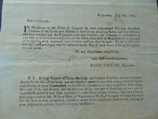 1775 REVOLUTIONARY WAR BROADSIDE - CONGRESSIONAL ORDER TO CLOTHE THE ARMY 2