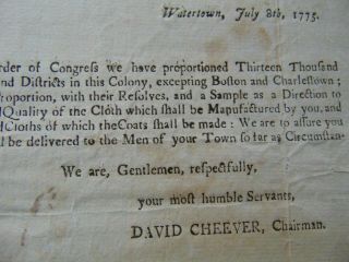 1775 REVOLUTIONARY WAR BROADSIDE - CONGRESSIONAL ORDER TO CLOTHE THE ARMY 6