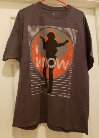 Disney Parks Star Wars Han Solo I Know Shirt Size Xl Authentic Extra Large