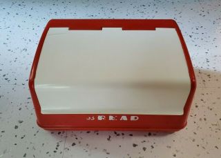 Vintage Lustro - Ware Red White Bread Box Bin Retro Kitchen Decor Lustroware
