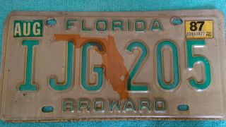 1987 Florida Sunshine State License Plate Car Tag Auto Broward Vintage
