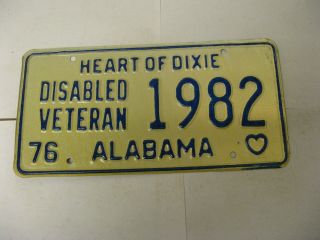 1982 82 Alabama Al License Plate Disabled Veteran 1982