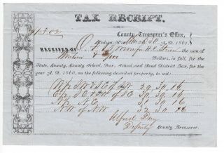 Hudson Wisconsin 1861 Tax Document,  Alfred Day; O F Brown