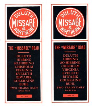 Duluth,  Missabe & Northern Railway,  System Passenger Time Table,  May,  1928