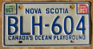 Nova Scotia License Plate 1991 Blh 604