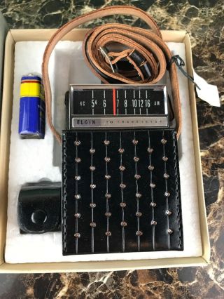 Elgin 10 Transistor Am Pocket Radio R800 Nos Box And Ear Buds
