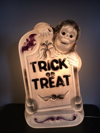 Halloween Blow Mold Tombstone General Foam Co Ghost Bat Light Up Decoration