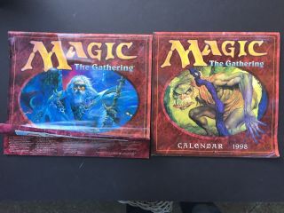 (2) Vintage Magic The Gathering Calendars 1997 1998 Rough Shape See Pictures Mtg