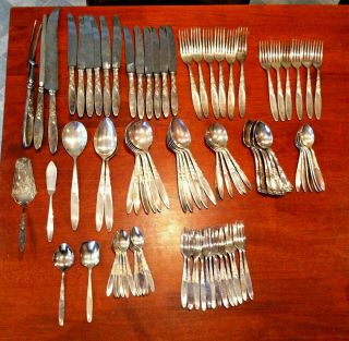 Rare Vintage Grosvenor Christine Silver Plated Complete 6 Person Cutlery Set