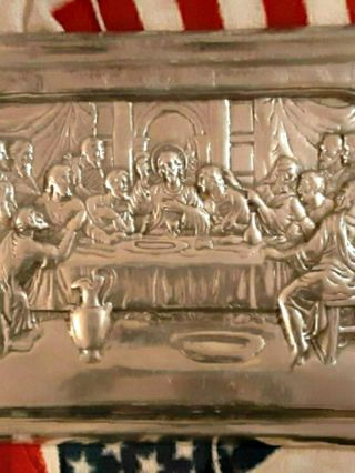 The Last Supper Pure Silver.  925 Etched Antique Picture 5 Lbs Plaque Jesus 10×15
