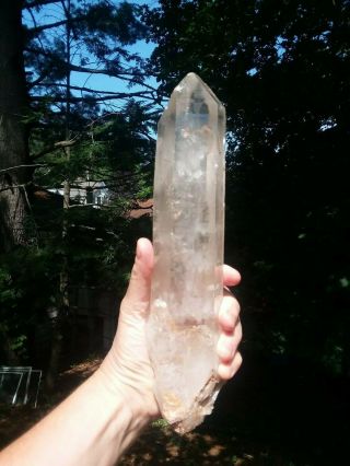 Large Self Healing Slightly Pink/brown Quartz Crystal 2.  3 Lbs Lemurian Striation