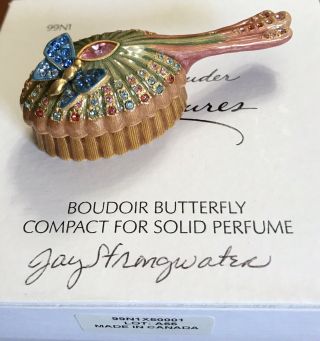 Estée Lauder Boudoir Butterfly Solid Perfume Compact - Signed Jay Strongwater