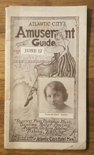 1916 Atlantic City Amusement Guide Great Ads Aviation Movies Steeplechase Pier,