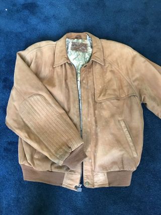 Vintage 90’s Marlboro Adventure Team Brown Leather Suede Jacket Coat Mens Size S
