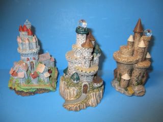3 Vintage Spoontiques Magical Mystical Castles With Crystal Balls Fairy Gardens