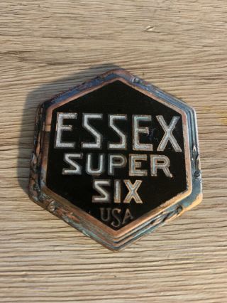 Essex Six 6 Radiator Car Emblem Rare Vintage Enamel Porcelain Sign Badge