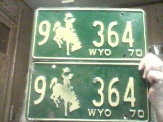 1970 Wyoming License Plate Set