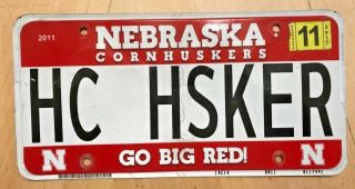 Nebraska Cornhuskers University Big Red Vanity License Plate " Hc Husker " Ne
