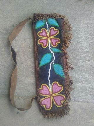 Antique Late 1800 ' s Native American Indian Northwest Coast Beaded Arrow Quiver 3