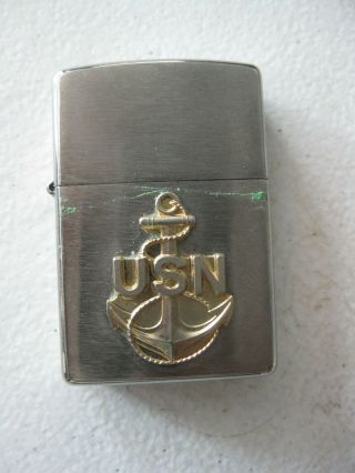 Zippo Brushed Chrome United States Navy Usn Emblem Windproof Lighter