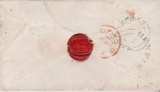 1851 QV HURSTPIERPOINT COVER WITH A 1d PENNY RED STAMP RARE NORTHERN RAILWAY TPO 3