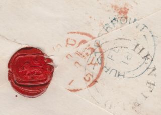 1851 QV HURSTPIERPOINT COVER WITH A 1d PENNY RED STAMP RARE NORTHERN RAILWAY TPO 4